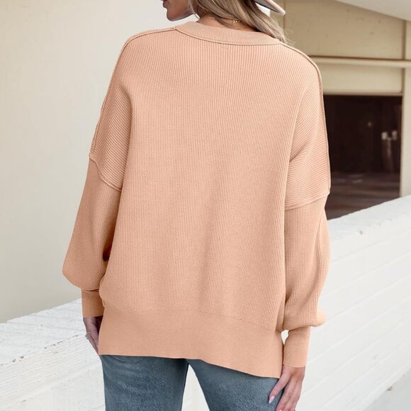 ANRABESS Oversized Batwing Sleeve Crewneck Sweater Flush Pink NWOT Size S - Picture 3 of 9